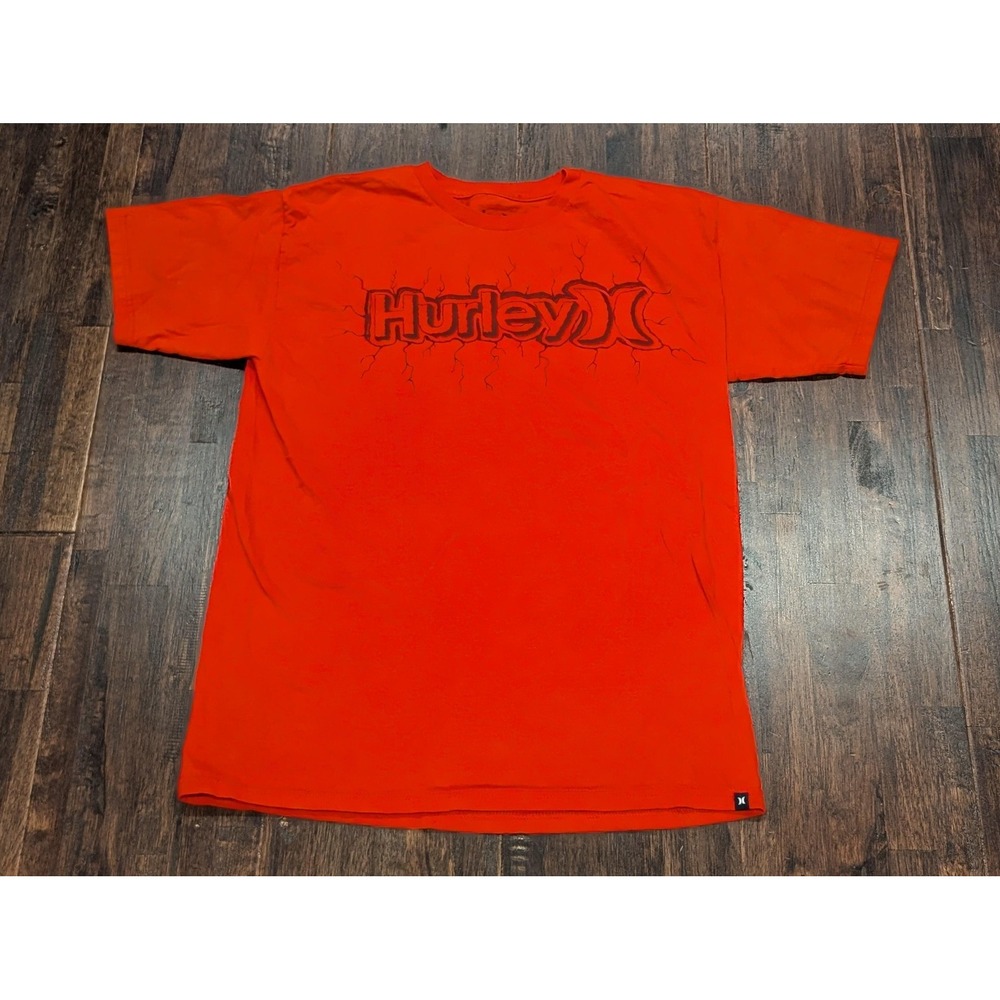 Hurley Shirt Mens Medium Red Regular Fit Graphic Logo Cotton Surf Skate Tee